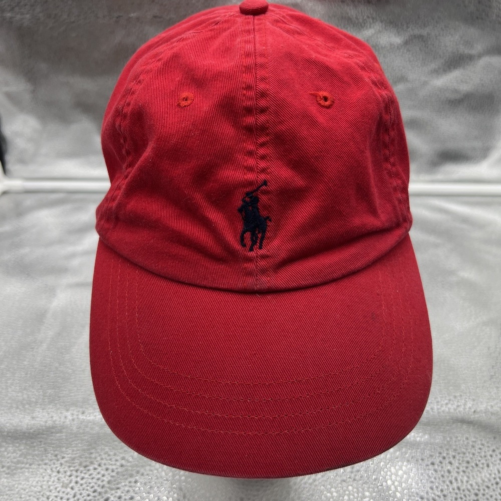 Vintage 90's Polo Ralph Lauren Hat Red Small Pony StrapBack Cap